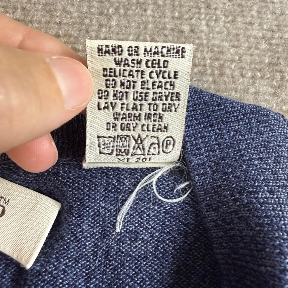 Pronto Uomo Mens XL Blue 100% Silk Crewneck Raglan Long Sleeve Sweater Knit Top - Picture 5 of 6